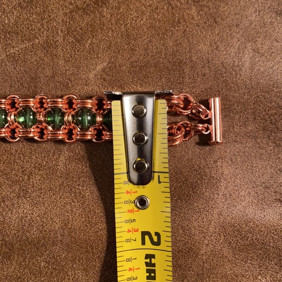 Chunky Copper & Glass Bead Handmade Bracelet - Picture 6 of 10